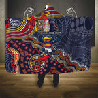 Personalized Adelaide Crows Mascot Hooded Blanket Aboriginal Dot Art Style Vibrant Indigenous Pattern Design