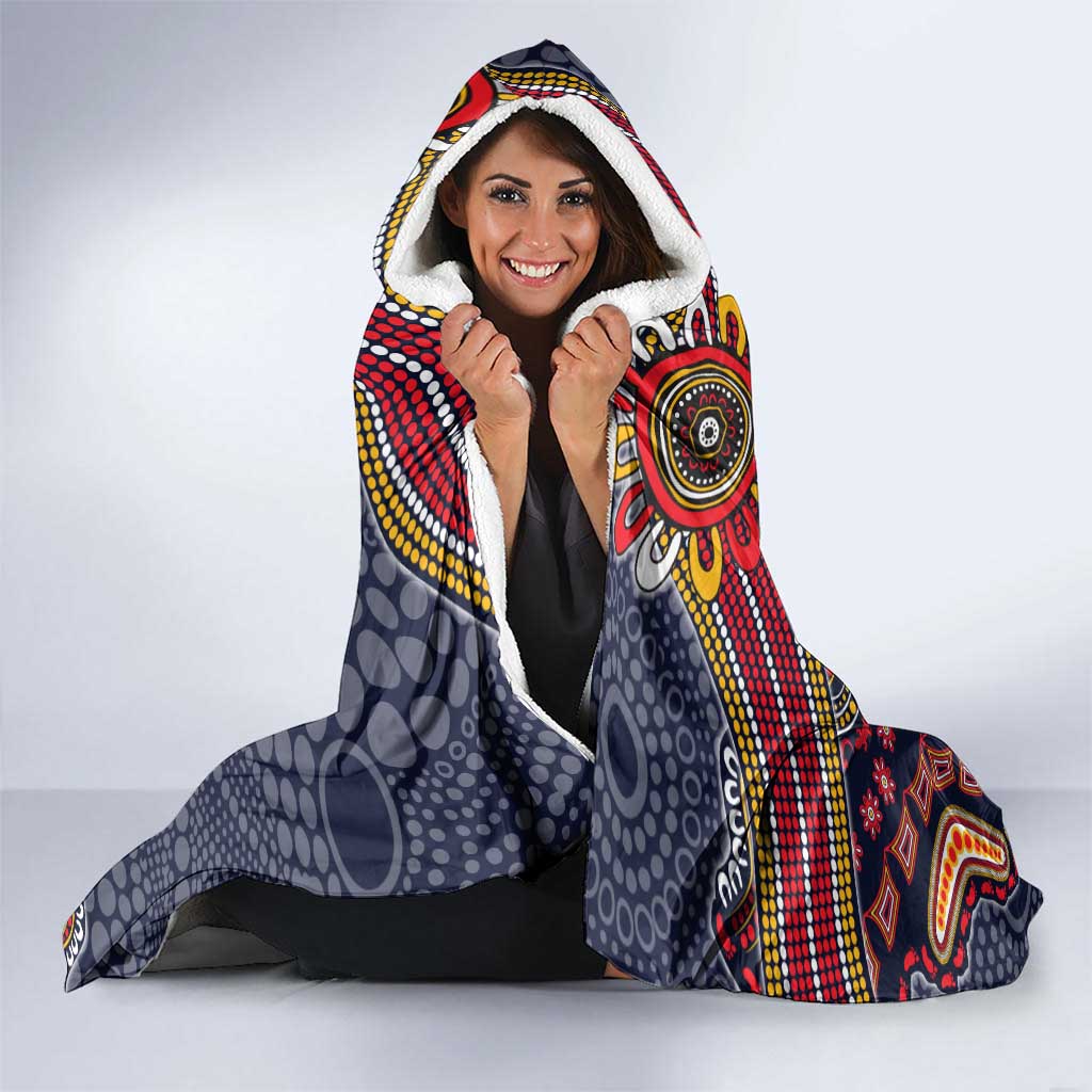 Personalized Adelaide Crows Mascot Hooded Blanket Aboriginal Dot Art Style Vibrant Indigenous Pattern Design