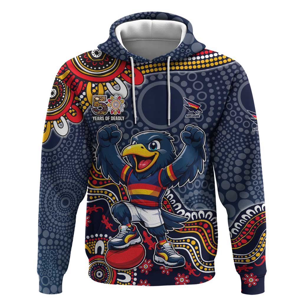 Personalized Adelaide Crows Mascot Hoodie Aboriginal Dot Art Style Vibrant Indigenous Pattern Design