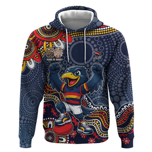 Personalized Adelaide Crows Mascot Hoodie Aboriginal Dot Art Style Vibrant Indigenous Pattern Design