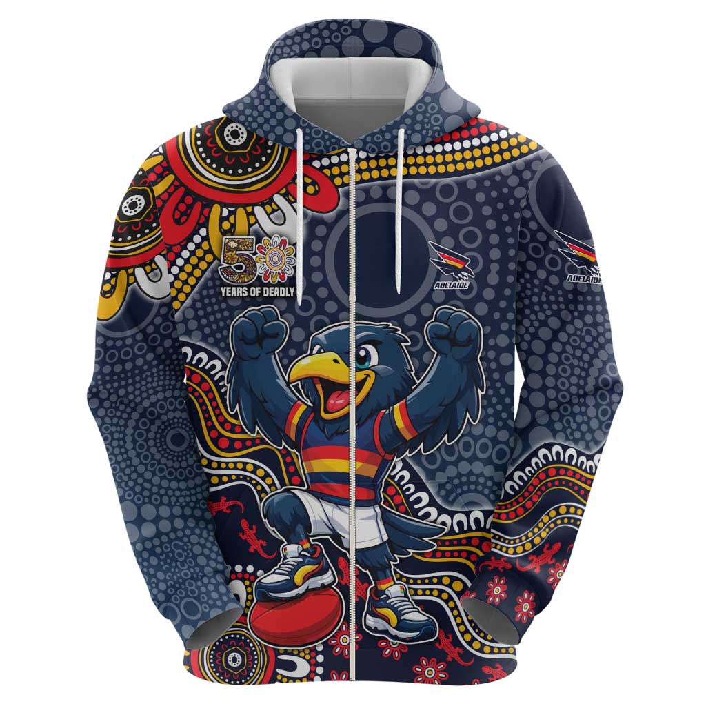 Personalized Adelaide Crows Mascot Hoodie Aboriginal Dot Art Style Vibrant Indigenous Pattern Design