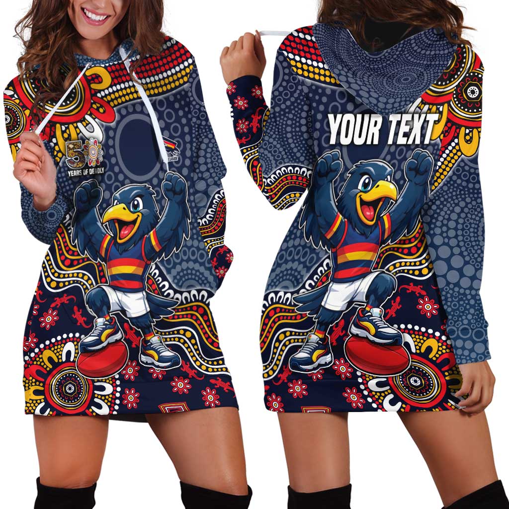 Personalized Adelaide Crows Mascot Hoodie Dress Aboriginal Dot Art Style Vibrant Indigenous Pattern Design