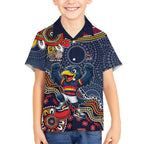 Personalized Adelaide Crows Mascot Kid Hawaiian Shirt Aboriginal Dot Art Style Vibrant Indigenous Pattern Design