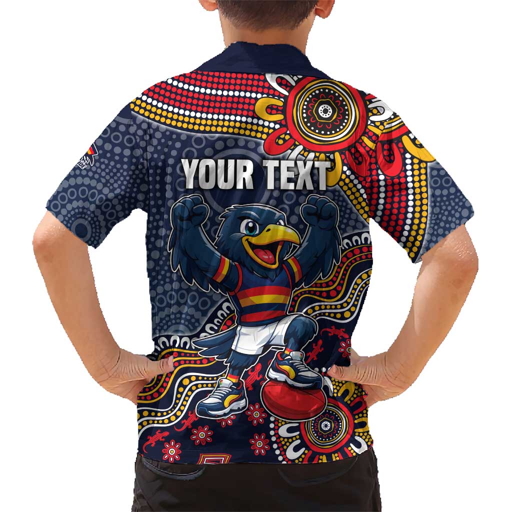 Personalized Adelaide Crows Mascot Kid Hawaiian Shirt Aboriginal Dot Art Style Vibrant Indigenous Pattern Design