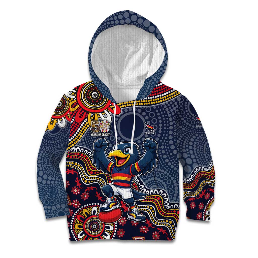 Personalized Adelaide Crows Mascot Kid Hoodie Aboriginal Dot Art Style Vibrant Indigenous Pattern Design