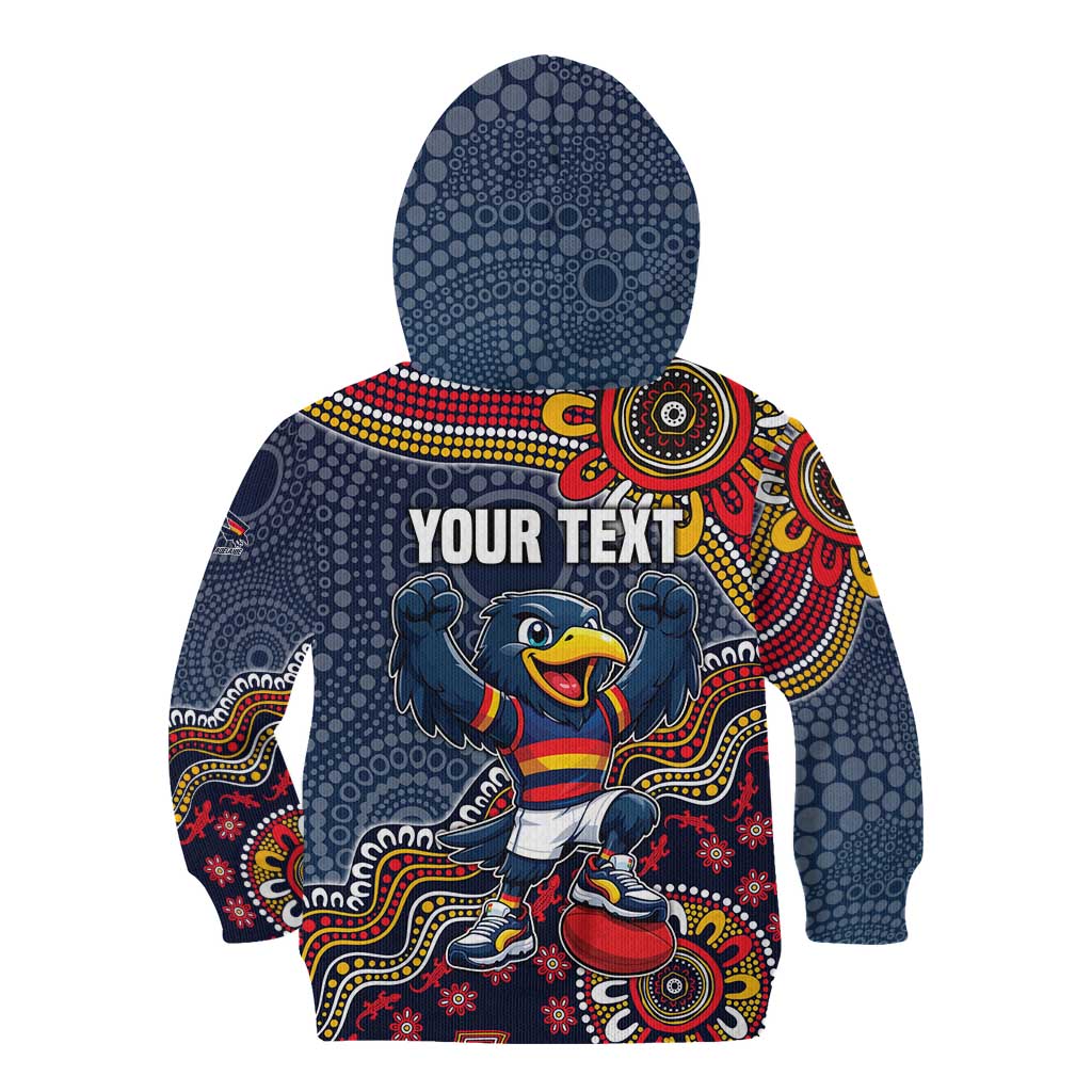 Personalized Adelaide Crows Mascot Kid Hoodie Aboriginal Dot Art Style Vibrant Indigenous Pattern Design
