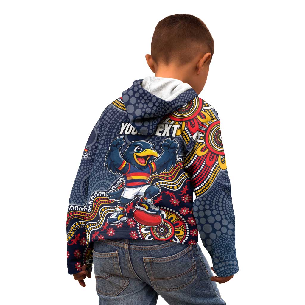 Personalized Adelaide Crows Mascot Kid Hoodie Aboriginal Dot Art Style Vibrant Indigenous Pattern Design