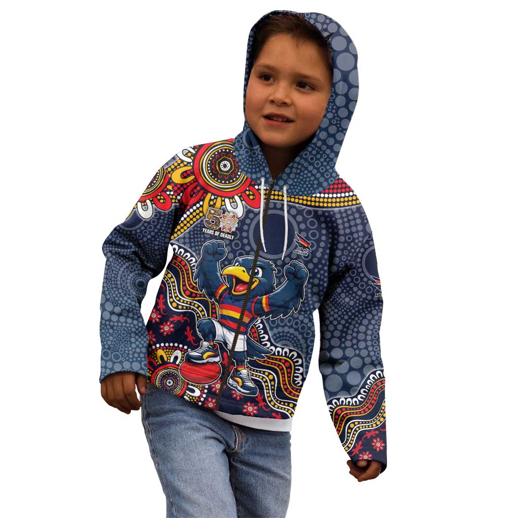 Personalized Adelaide Crows Mascot Kid Hoodie Aboriginal Dot Art Style Vibrant Indigenous Pattern Design