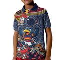 Personalized Adelaide Crows Mascot Kid Polo Shirt Aboriginal Dot Art Style Vibrant Indigenous Pattern Design