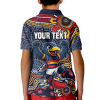 Personalized Adelaide Crows Mascot Kid Polo Shirt Aboriginal Dot Art Style Vibrant Indigenous Pattern Design