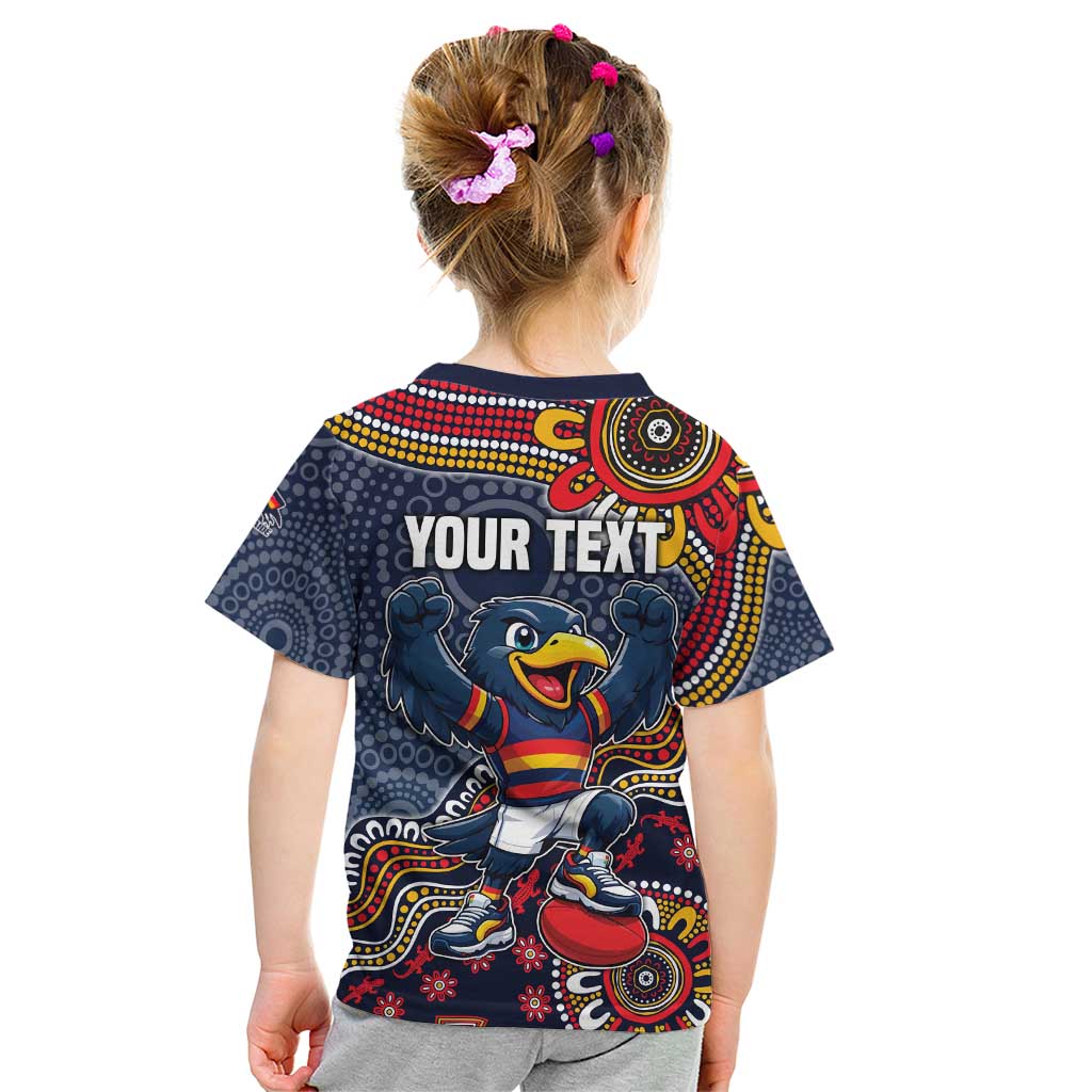 Personalized Adelaide Crows Mascot Kid T Shirt Aboriginal Dot Art Style Vibrant Indigenous Pattern Design