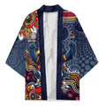 Personalized Adelaide Crows Mascot Kimono Aboriginal Dot Art Style Vibrant Indigenous Pattern Design
