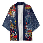 Personalized Adelaide Crows Mascot Kimono Aboriginal Dot Art Style Vibrant Indigenous Pattern Design