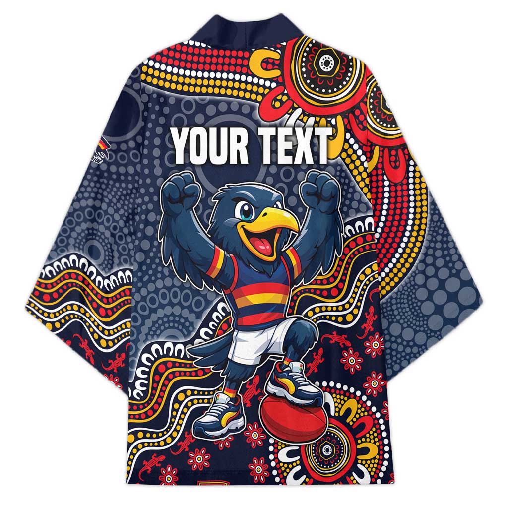 Personalized Adelaide Crows Mascot Kimono Aboriginal Dot Art Style Vibrant Indigenous Pattern Design
