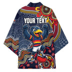 Personalized Adelaide Crows Mascot Kimono Aboriginal Dot Art Style Vibrant Indigenous Pattern Design