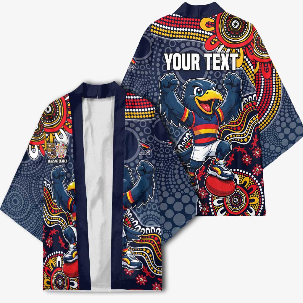 Personalized Adelaide Crows Mascot Kimono Aboriginal Dot Art Style Vibrant Indigenous Pattern Design
