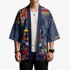 Personalized Adelaide Crows Mascot Kimono Aboriginal Dot Art Style Vibrant Indigenous Pattern Design