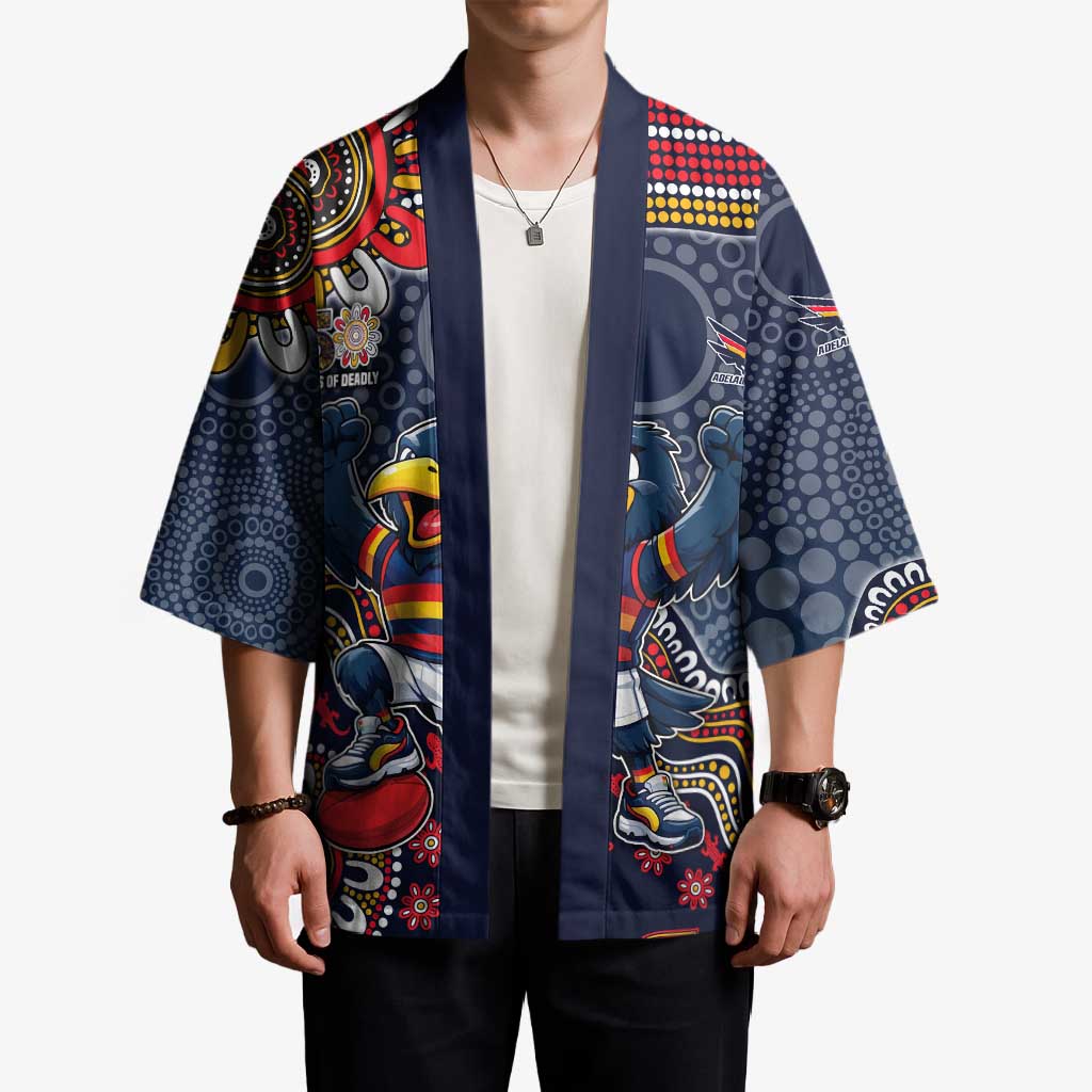 Personalized Adelaide Crows Mascot Kimono Aboriginal Dot Art Style Vibrant Indigenous Pattern Design