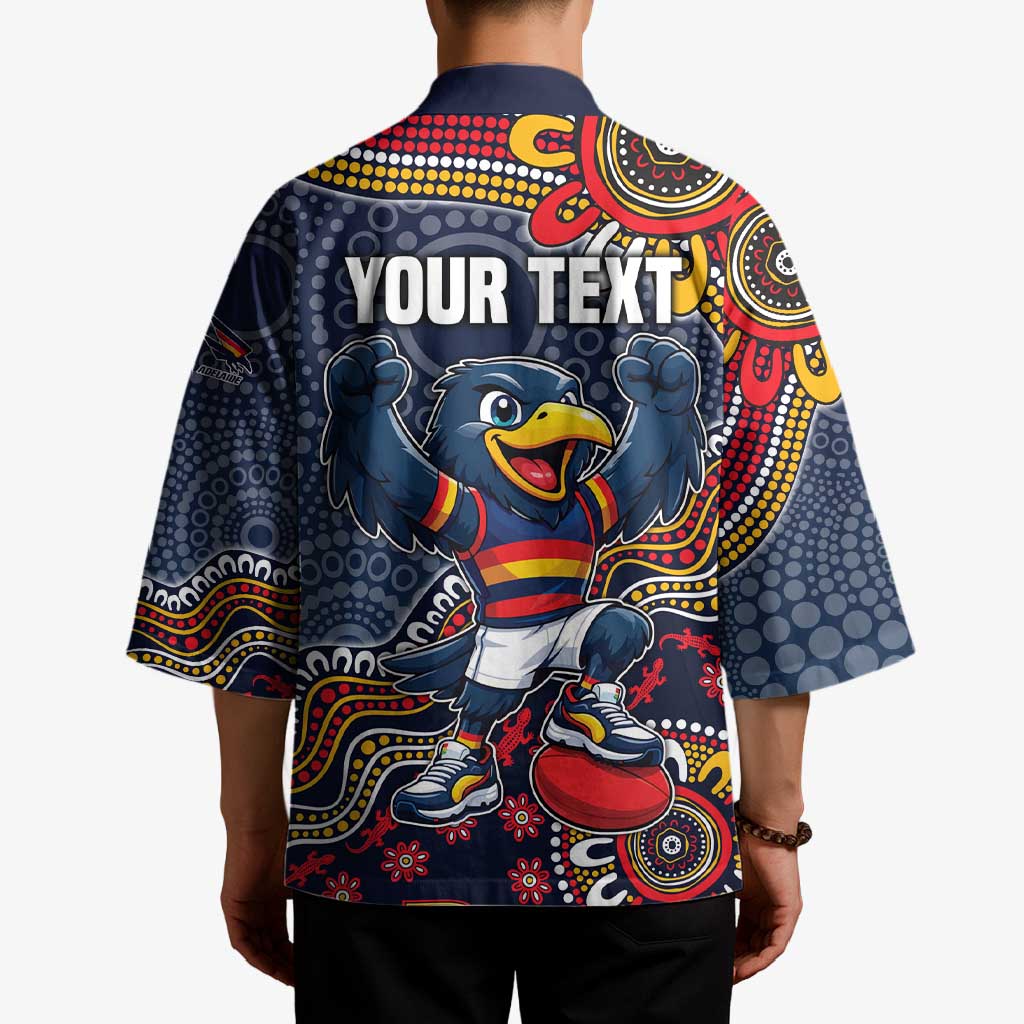 Personalized Adelaide Crows Mascot Kimono Aboriginal Dot Art Style Vibrant Indigenous Pattern Design