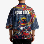 Personalized Adelaide Crows Mascot Kimono Aboriginal Dot Art Style Vibrant Indigenous Pattern Design