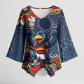 Personalized Adelaide Crows Mascot Kimono Sleeve Blouse Aboriginal Dot Art Style Vibrant Indigenous Pattern Design