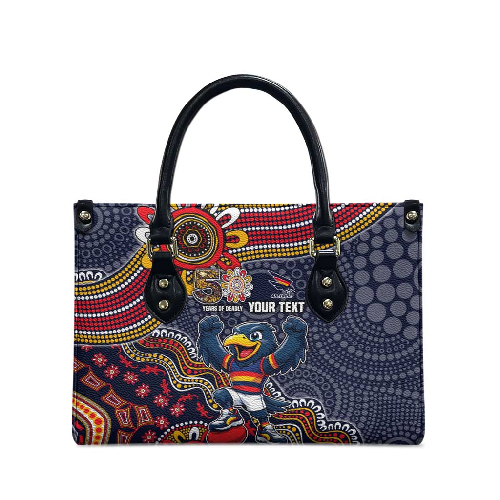 Personalized Adelaide Crows Mascot Leather Bag Aboriginal Dot Art Style Vibrant Indigenous Pattern Design