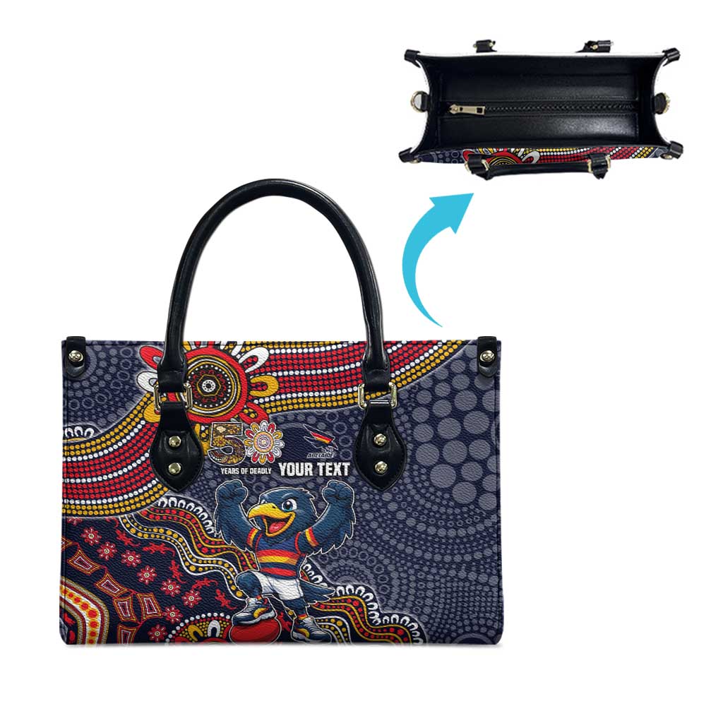 Personalized Adelaide Crows Mascot Leather Bag Aboriginal Dot Art Style Vibrant Indigenous Pattern Design
