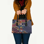 Personalized Adelaide Crows Mascot Leather Bag Aboriginal Dot Art Style Vibrant Indigenous Pattern Design