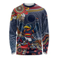 Personalized Adelaide Crows Mascot Long Sleeve Shirt Aboriginal Dot Art Style Vibrant Indigenous Pattern Design