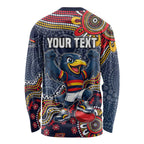 Personalized Adelaide Crows Mascot Long Sleeve Shirt Aboriginal Dot Art Style Vibrant Indigenous Pattern Design