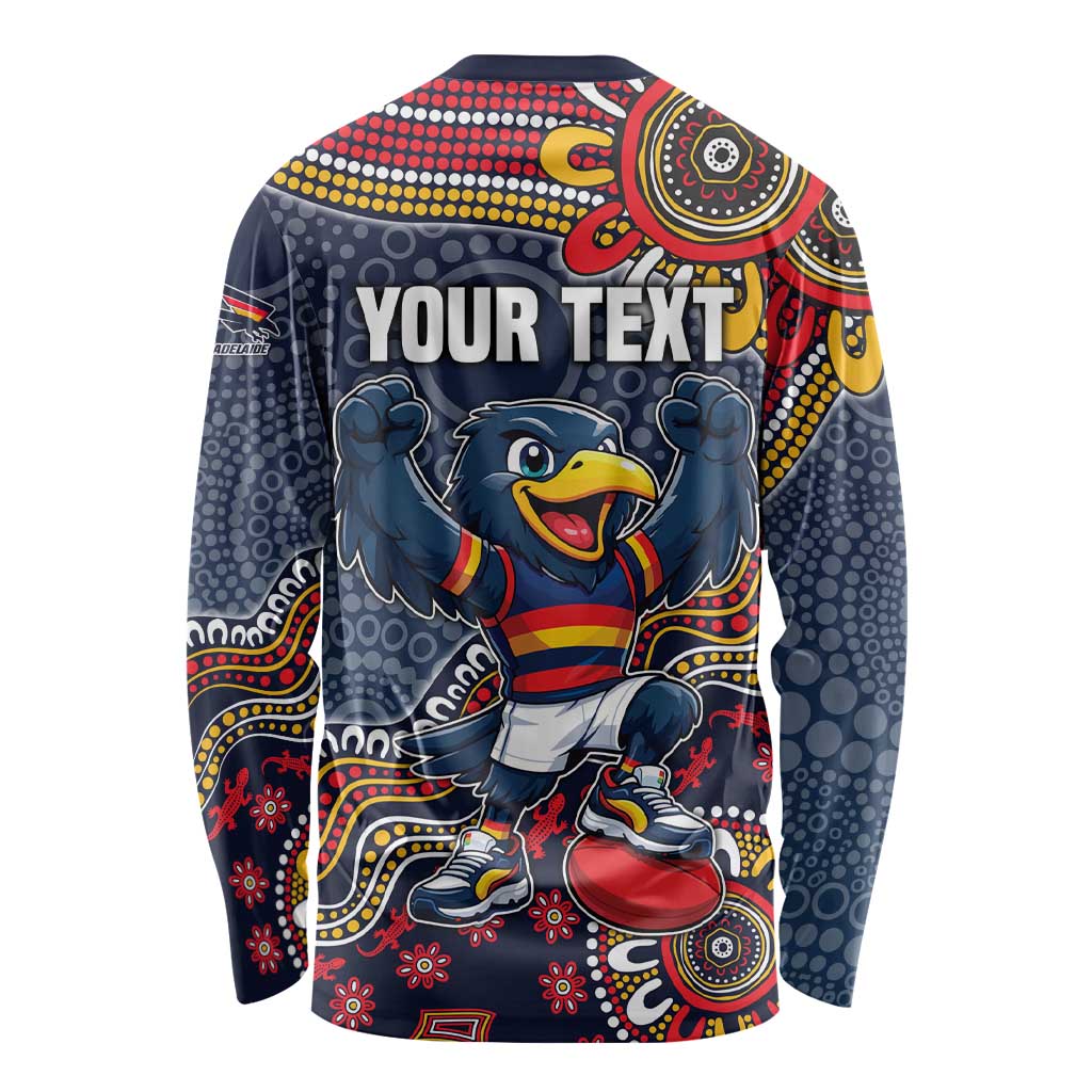 Personalized Adelaide Crows Mascot Long Sleeve Shirt Aboriginal Dot Art Style Vibrant Indigenous Pattern Design
