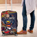 Personalized Adelaide Crows Mascot Luggage Cover Aboriginal Dot Art Style Vibrant Indigenous Pattern Design