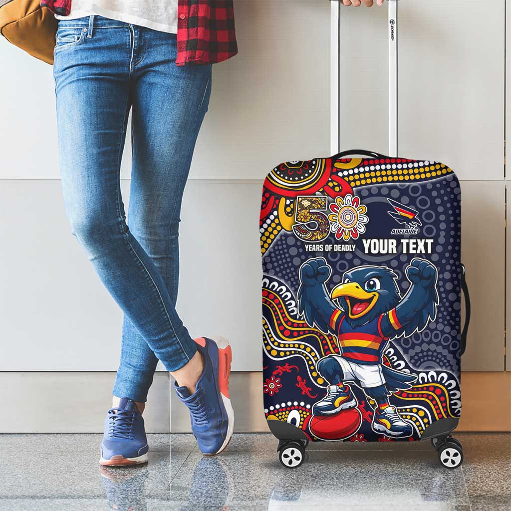 Personalized Adelaide Crows Mascot Luggage Cover Aboriginal Dot Art Style Vibrant Indigenous Pattern Design