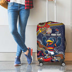 Personalized Adelaide Crows Mascot Luggage Cover Aboriginal Dot Art Style Vibrant Indigenous Pattern Design