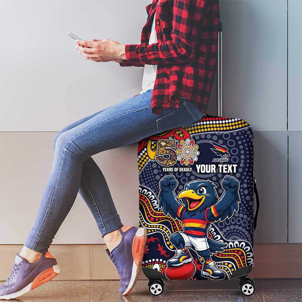 Personalized Adelaide Crows Mascot Luggage Cover Aboriginal Dot Art Style Vibrant Indigenous Pattern Design