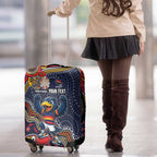 Personalized Adelaide Crows Mascot Luggage Cover Aboriginal Dot Art Style Vibrant Indigenous Pattern Design