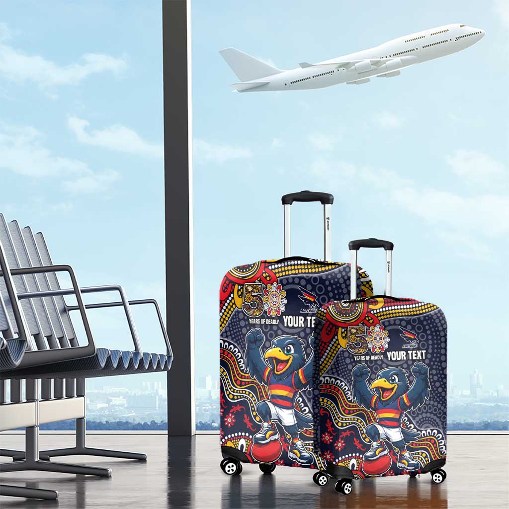 Personalized Adelaide Crows Mascot Luggage Cover Aboriginal Dot Art Style Vibrant Indigenous Pattern Design