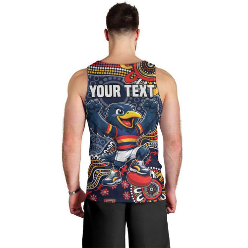 Personalized Adelaide Crows Mascot Men Tank Top Aboriginal Dot Art Style Vibrant Indigenous Pattern Design