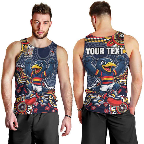 Personalized Adelaide Crows Mascot Men Tank Top Aboriginal Dot Art Style Vibrant Indigenous Pattern Design
