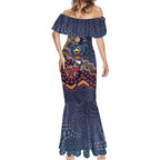 Personalized Adelaide Crows Mascot Mermaid Dress Aboriginal Dot Art Style Vibrant Indigenous Pattern Design