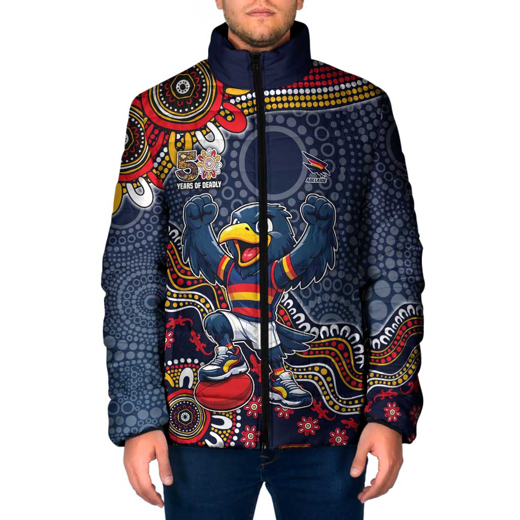 Personalized Adelaide Crows Mascot Padded Jacket Aboriginal Dot Art Style Vibrant Indigenous Pattern Design