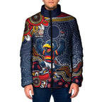 Personalized Adelaide Crows Mascot Padded Jacket Aboriginal Dot Art Style Vibrant Indigenous Pattern Design