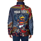 Personalized Adelaide Crows Mascot Padded Jacket Aboriginal Dot Art Style Vibrant Indigenous Pattern Design