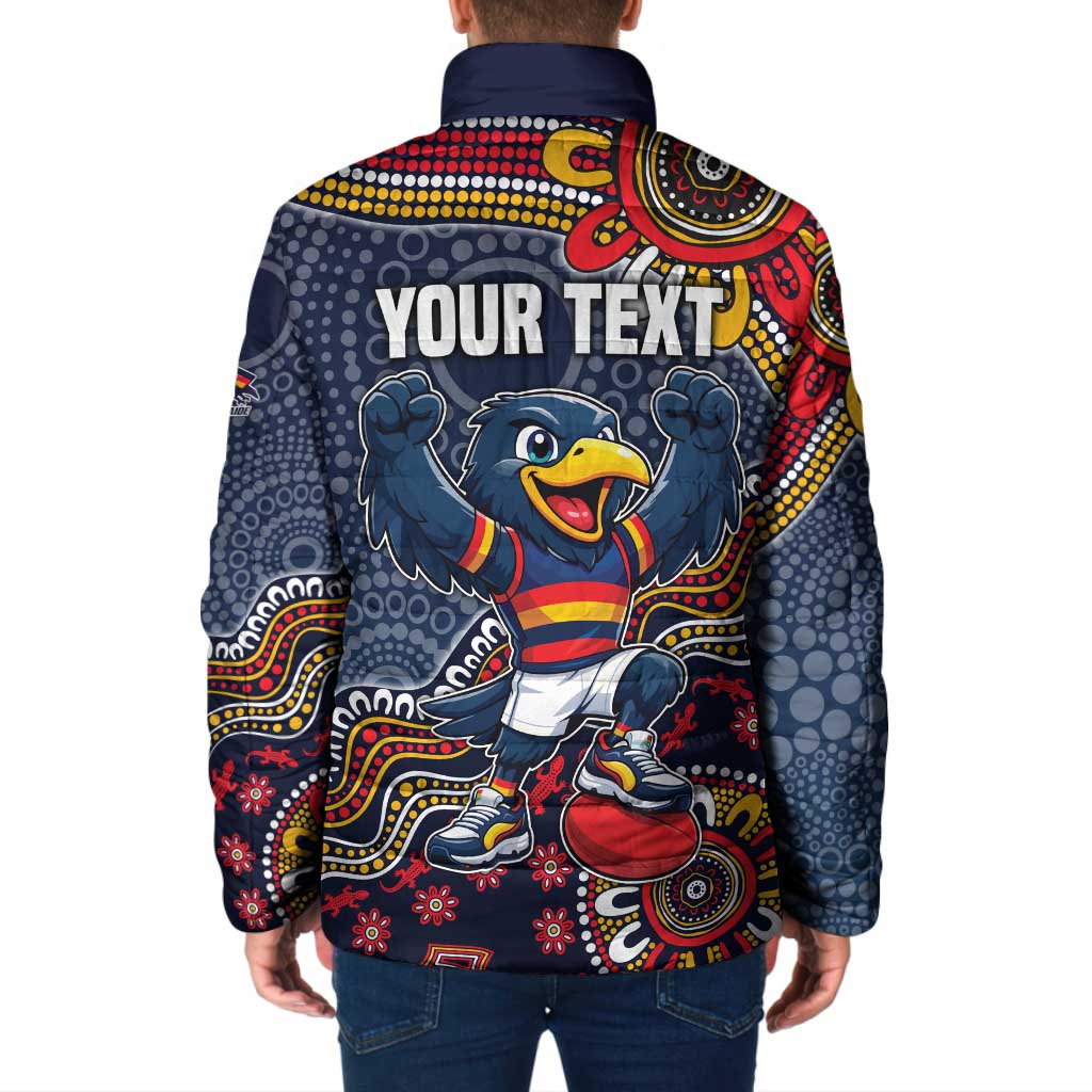 Personalized Adelaide Crows Mascot Padded Jacket Aboriginal Dot Art Style Vibrant Indigenous Pattern Design
