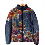 Personalized Adelaide Crows Mascot Padded Jacket Aboriginal Dot Art Style Vibrant Indigenous Pattern Design
