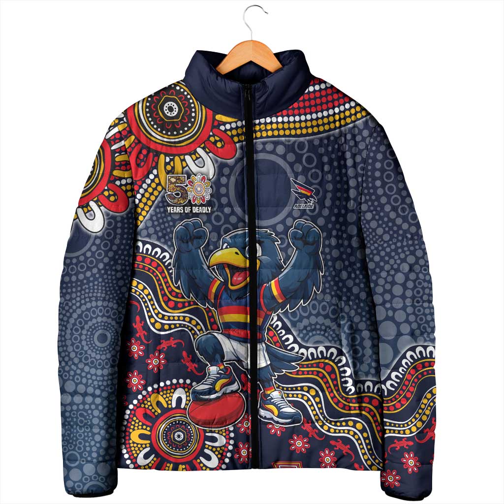 Personalized Adelaide Crows Mascot Padded Jacket Aboriginal Dot Art Style Vibrant Indigenous Pattern Design