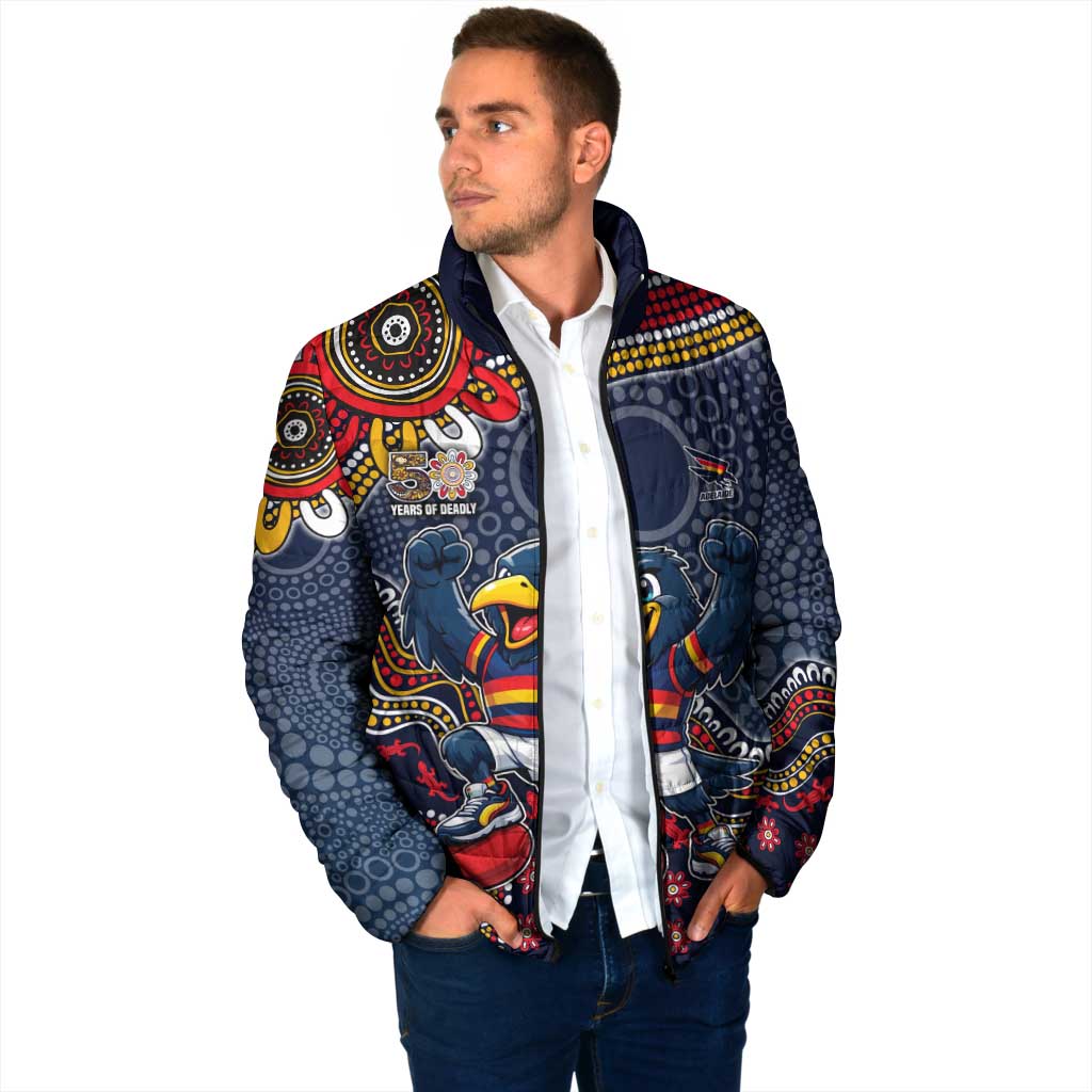 Personalized Adelaide Crows Mascot Padded Jacket Aboriginal Dot Art Style Vibrant Indigenous Pattern Design