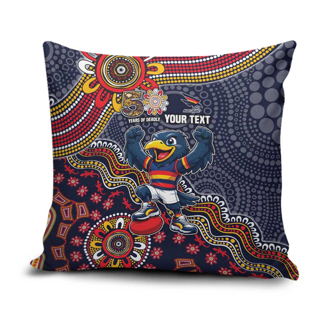 Personalized Adelaide Crows Mascot Pillow Cover Aboriginal Dot Art Style Vibrant Indigenous Pattern Design