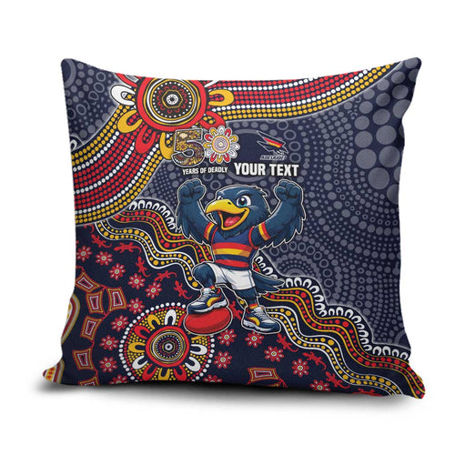 Personalized Adelaide Crows Mascot Pillow Cover Aboriginal Dot Art Style Vibrant Indigenous Pattern Design