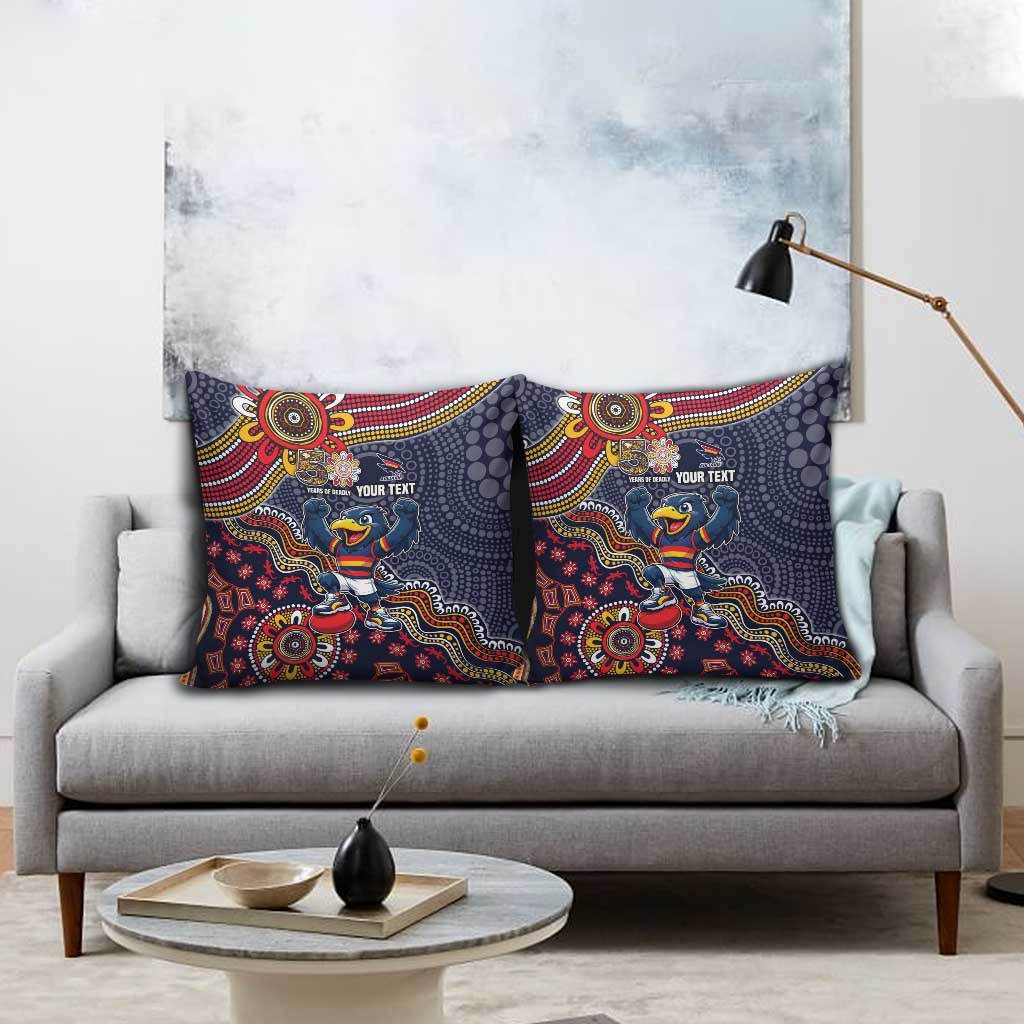Personalized Adelaide Crows Mascot Pillow Cover Aboriginal Dot Art Style Vibrant Indigenous Pattern Design
